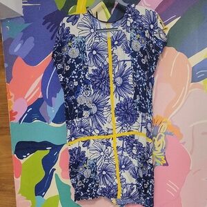 Zara Blue and Yellow Floral Mini Dress